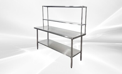 NSF StainlessSteel Table+2-Tier Overshelf Set HN-OSD-1272-3072SB