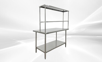 NSF StainlessSteel Table+2-Tier Overshelf Set HN-OSD-1272-3072SB