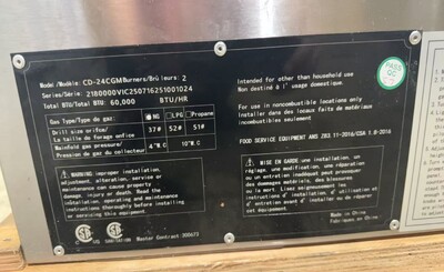 Clearance NSF 24 Manual griddle 106930C0915