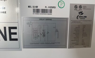 Clearance 36 in two glass door upright refrigerator 98533L0915