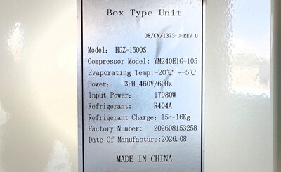 Walk-In Freezer 15 hp condensing Cooling System HGZ-1500S