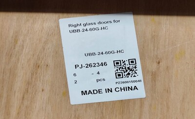 [Parts] UUB24-60G Beer Back Bar Refrigerator Right Glass Door