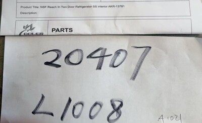 Clearance  Reach In Two Door Refrigerator SS interior 20407L1008