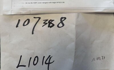 Clearance 36 ins 6b NSF oven ranges with legs 107388L1014