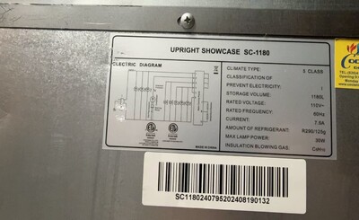 Clearance NSF 72 inches 3 Glass Door Refrigerator  15450L1015