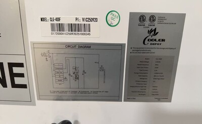 Clearance 36 in two glass door upright refrigerator 48386L1022