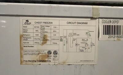 Clearance NSF Commercial Huge Chest Freezer 35 cu ft 104072L1022