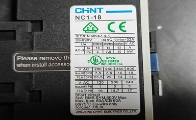 [Parts] H50-S1/H60-S  Electrical Contactor CHINT NC1-18