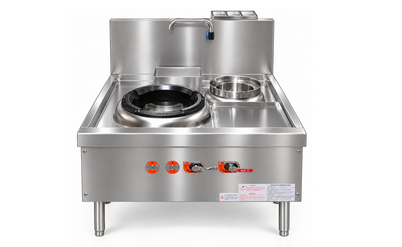 NSF 1 Burners Turbo Wok Range With Boil Pot TR-TWVR1-42-1PB