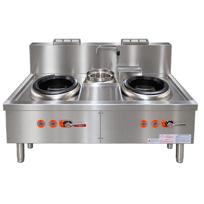 NSF 2 Burners Turbo Wok Range With Boil Pot TR-TWVR2-70-1PB